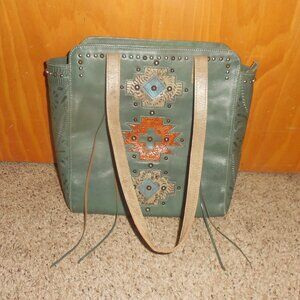 American West Green and Tan Tote Bag
